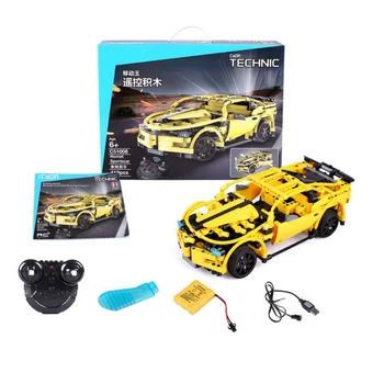 2.4 Ghz rc super sporta auto tehnisko celtniecības bloku chevrolets Camaro radio tālvadības rotaļlietu kolekcija zēniem dāvanas