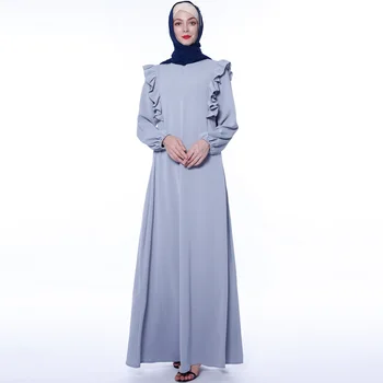 Ir 2021. Musulmaņu Jaunas Koka Auss Malu Gadījuma Kleita Ins Musulmaņu Dubaija Modes Temperaments Drēbes Sievietei Amerikāņu Apģērbu Kaftan