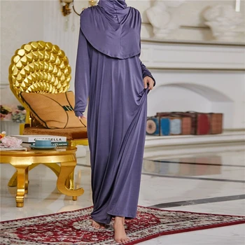 Ramdan Islāma Sieviešu Lūgšanas Drēbes Pilnībā Segtu Kapuci Jilbab Viens Gabals Pievienots Hijab garām Piedurknēm Kleita Dubaija Abaya sievietēm