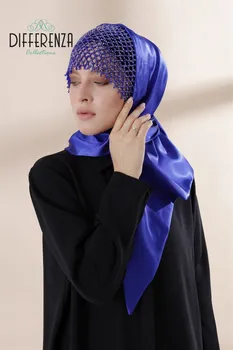 Hijab Turban Roku darbs Haute Couture Izšuvumi Kāzu Lakatu Differenza Musulmaņu Sieviešu apģērba Islamic Fashion Uzbekistāna