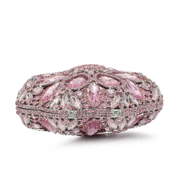 2017 jauns dizains ziedu formas rozā dimanta kristāla sajūgs vakarā sajūgs soma dāmas maku somā(8795A-P)
