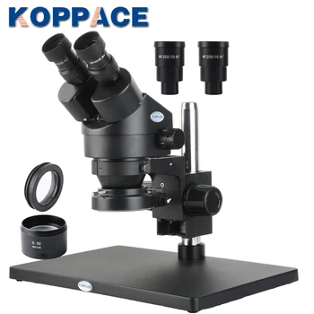 KOPPACE 3,5 X-90X Lielu platformu Melnā Binokulāra Stereo Mikroskopu 144 LED Ring Light Includes10X un 20X Okulāru