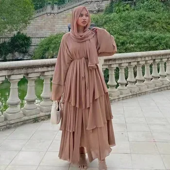 Šifona Atvērt Abaya Kimono, Dubaija Turcija Islāmu Kaftan Musulmaņu Kleita Drēbes Abayas Sieviešu Drēbes Femme Caftan Musulmaņu Modes