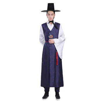 Augstas Kvalitātes Pareizticīgo Zīda korejiešu Tradicionālo Tērpu Kāzu Tērpu Satīna Vīriešu Hanbok korejas Etniskā Apģērbi Vīriešiem