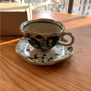 Luksusa Japāņu Tase un Apakštase Atkārtoti Mazo Porcelāna Latte Tējas Tases ar Rokturi Šķīvītis Szklanki Darīt Kawy Mājas Drinkware 5050