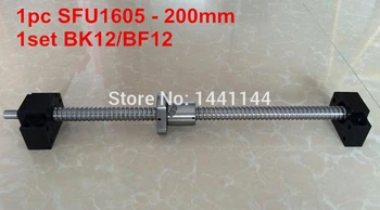 1pc SFU1605 - 200mm Sistēmu beigām mehāniski + 1set BK12/BF12 Atbalsta CNC daļa