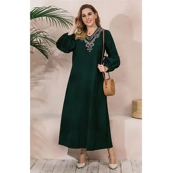 Ramadāna-Musulmaņu Sieviešu Vintage Etniskā Gara Kleita Gadījuma Zaudēt Plus Izmēra 5XL Abaya Arābu Kaftan Tuvajos Austrumos, Dubaija turku Modes
