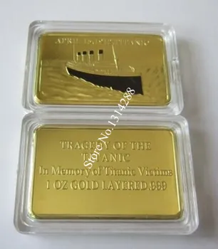2016 JAUNAS IELIDOŠANAS 50gab/daudz Zelta Pārklājumu Kolekcija Bārs Titanic 1912 Zelta Joslas Bezmaksas piegāde
