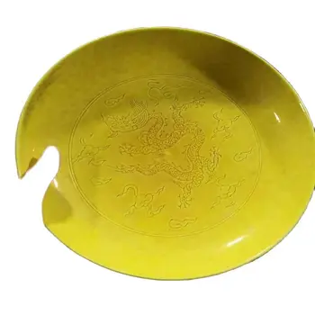 Daming Hongzhi Gada Prēmija Pūķis Dzeltena Keramikas Plāksnes