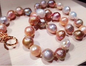 Karstā pārdošanas +++817 Īstu Dabas south seas kasumi multicolor pērle necklace18inch