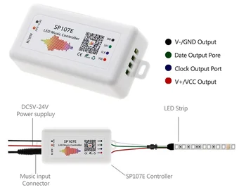 20PCS SPI led pikseļu RGB kontrolieri Bluetooth saderīgu SP107E WS2812BWS2811SK6812 DMX512 Led Lentes pikseļu lampas RGB/RGBW 5v-24v