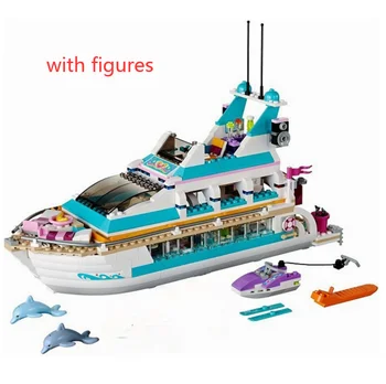 Meitenes Sērijas 41015 Brīvdienu Laivu 3D Delfīnu Cruiser Celtniecības Bloki, Bērnu Rotaļlietas Saderīgu Draugiem Dāvanas Delfīnu Jahtu Rotaļlietas