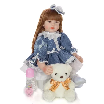60 cm, Spilgti Atdzimis toddler princese bebe Lelles Mīkstas Silikona Vinila lelles spēlēt māja Rotaļlieta, Par Kazlēnu Dzimšanas dienas Dāvana