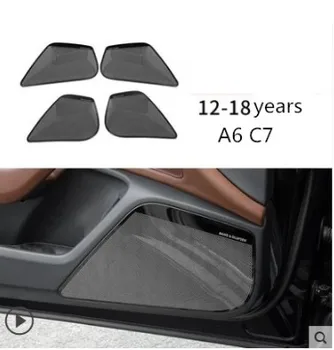 12-18Car Stils Stereo Skaļruņi Apdare, Rāmis 4gab Audi A6 C7 Interjera automašīnas Durvis Audio Skaļrunis Vāciņš Melns Auto Accessorie