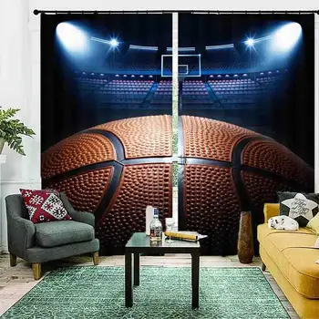 Pasūtījuma Basketbola tiesa 3D Aizkari, Tumšie Aizkari Dzīvojamās Istabas, Guļamistabas bērnu Istabas Aizkari Apdare