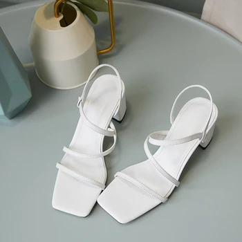 Jaunas vasaras 2020. gadam sieviešu Īstas ādas sandales Modes pusei vienkāršu sieviešu sandales sieviešu kurpes