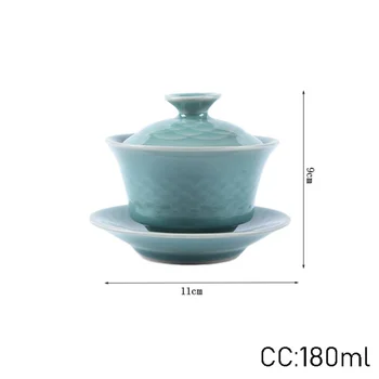 180ml Perlage zaļpelēka krāsa Tējas Set Master Sancai Tējas Tureen Porcelāna Sopera Kausa Šķīvītis Ar Vāku Kung Fu Tējas Sadzīves Apdare