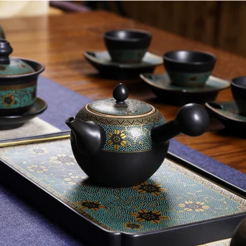 Keramikas tējas komplekts ceļojumu Japāņu stila vienkāršu vāciņu trauks burbulis teacup komplekts