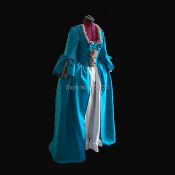 Pielāgoti!Zilās Retro Koloniālās viduslaiku, Renesanses Reenactment Teātra Rokoko Marie Antoinette pilsoņu kara Viktorijas kleita HL-367