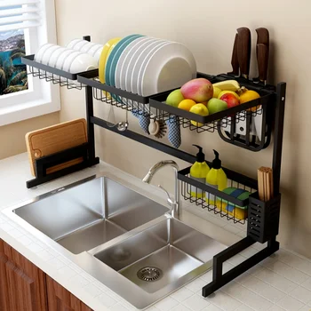 Spēcīga nesošo nerūsējošā tērauda virtuves plaukta noņemami un mazgājami izlietne trauku drenāžas plaukts bez perforācijas