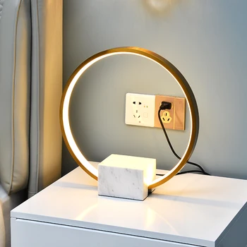 Ziemeļvalstu mūsdienu minimālisma Marmora LED galda lampas dzīvojamā istabā, Vara Krāsā Galda gaismas Alluminum