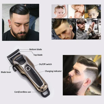 Kemei profesionālo matu clipper vīriešu elektriskie matu trimmeris spēcīgs skūšanās mašīnu matu griešanai elektrisko bārdas skuvekli 3 veids