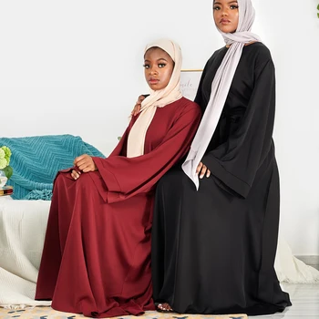 Sieviešu Minimālu Stila Maxi Kleita Zaudēt Musulmaņu Slēgts Abaya Nidas Garām Piedurknēm Tīrtoņa Krāsu Dubaija Turcija Pieticīga, Drēbes, Kaftan Islāmu